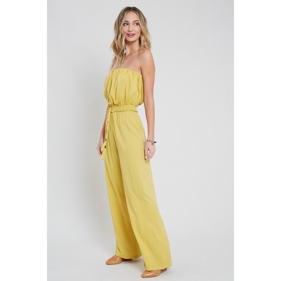 Katie Strapless Jumpsuit - Mustard - Picture 4 of 5